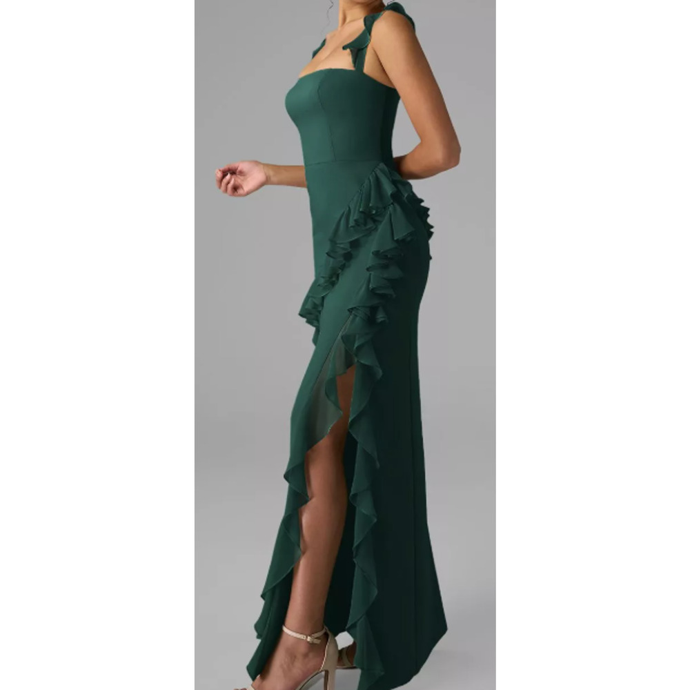 AW BRIDAL 4 S dark emerald Green chiffon Jaydon formal party maxi dress 0B18